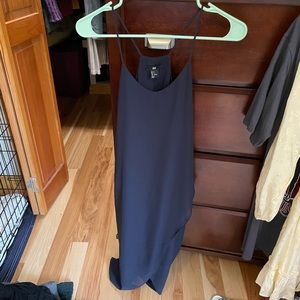 Flattering flowy navy blue dress